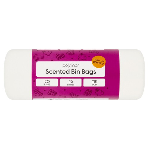 Polylina Tie Top Berry Scented Bin Bags 45L 