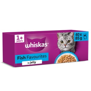 Whiskas 1+ Adult Wet Cat Food Pouches Fish Favourites in Jelly 