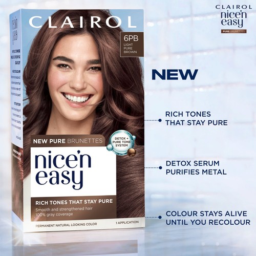 Clairol Nice'N Easy Pure Brunettes Permanent Hair Dye 5BB Medium Brown