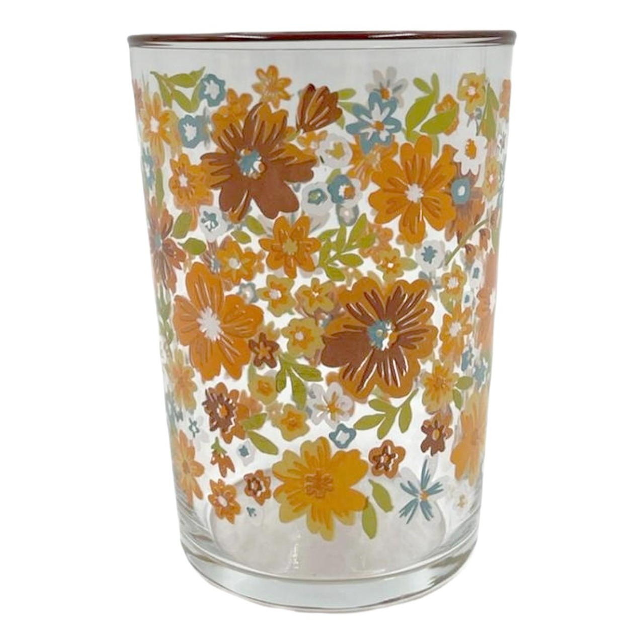 Nutmeg Home Autumn Floral Glass Brown 510ml