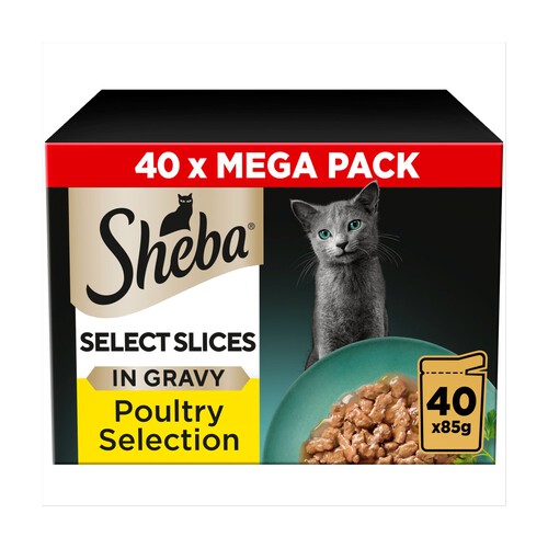 Sheba Select Slices Cat Food Pouches Poultry In Gravy Mega Pack