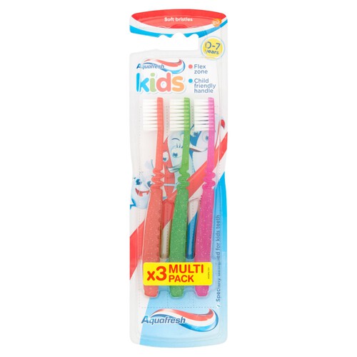 Aquafresh Kids Toothbrush 0-7 years Soft bristles 3 pack