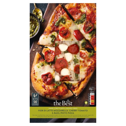 Morrisons the best mozzarella cherry tomato basil pesto pizza