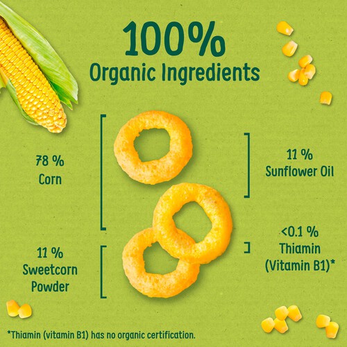 Organix Melty Sweetcorn Rings Organic Baby Finger Food Snack