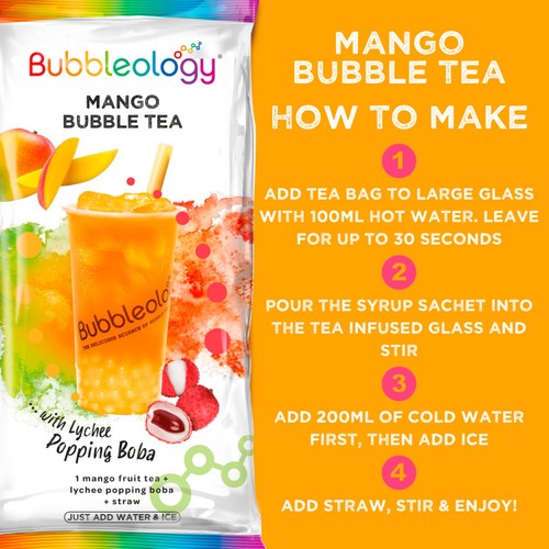 Bubbleology Mango Tea With Lychee Boba 