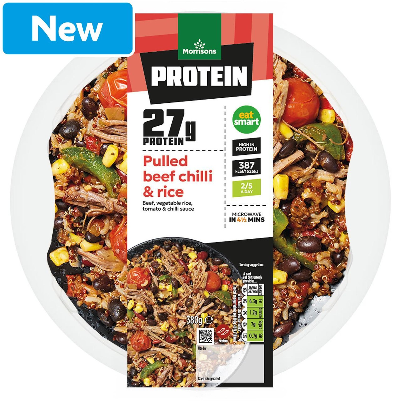 Morrisons Protein Pulled Beef & Rice 380g