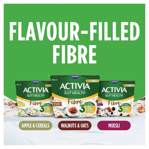 Activia Fibre Walnut & Oats Gut Health Breakfast Yoghurt Multipack