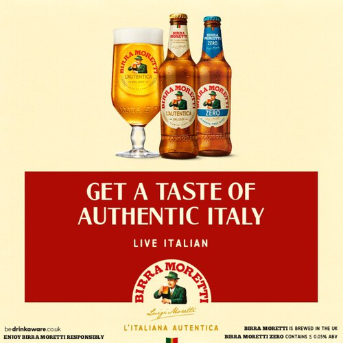 Birra Moretti Lager Beer Bottles