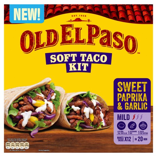 Old El Paso Sweet Paprika & Garlic Soft Taco Kit 499g