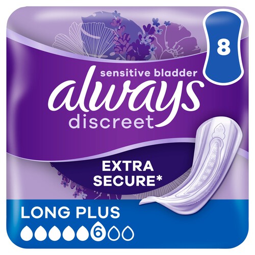 Always Discreet Incontinence Pads+ Long Plus Sensitive Bladder 8 pack