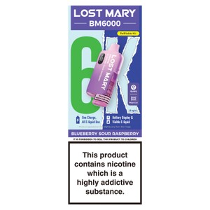 lost mary blueberry sour raspberry 6000 Blueberry Sour Raspberry Lost Mary BM6000 Refill Pack – Ecigwizard main image 1