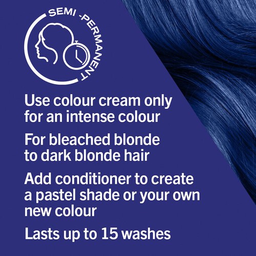 Schwarzkopf LIVE Ultra Brights Semi-Permanent Blue Hair Dye Electric Blue