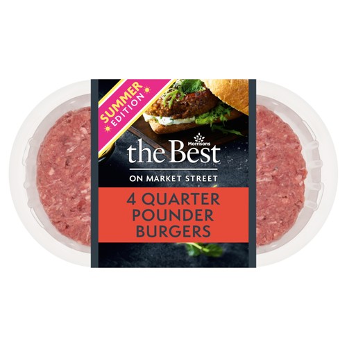 Morrisons The Best British Beef Quarter Pounder Burgers 4 Pack454g