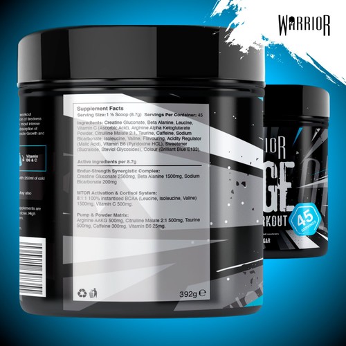 Warrior Rage Blazin Blue Razz Pre Workout Supplement 