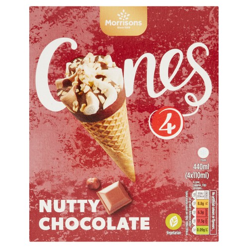  Morrisons 4 Nutty Chocolate Ice Cream Cones