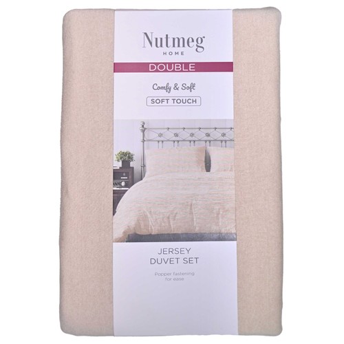 Nutmeg Home Oatmeal Jersey Duvet Set Double