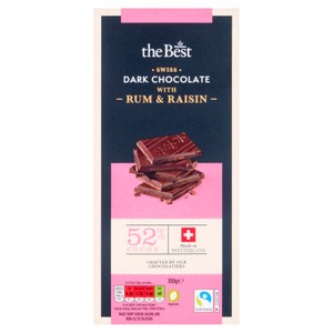 Morrisons The Best 52% Cocoa Rum & Raisin Flavour Dark Chocolate   100g
