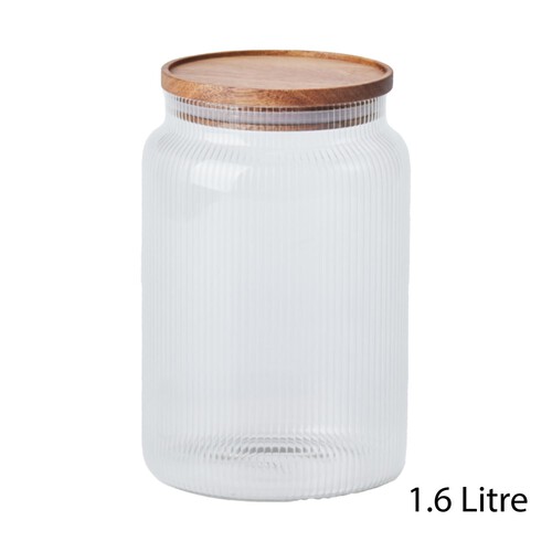 Nutmeg Home Wood & Glass Storage Jar Medium