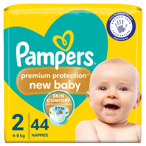 Pampers Premium Protection New Baby Size 2, 44 Nappies Essential Pack