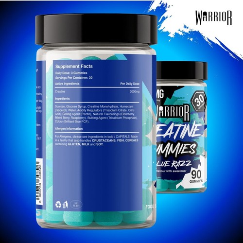 Warrior Creatine Gummies Blue Raspberry 90 Pack