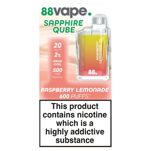 88vape Sapphire Qube Disposable Raspberry Lemonade 20mg