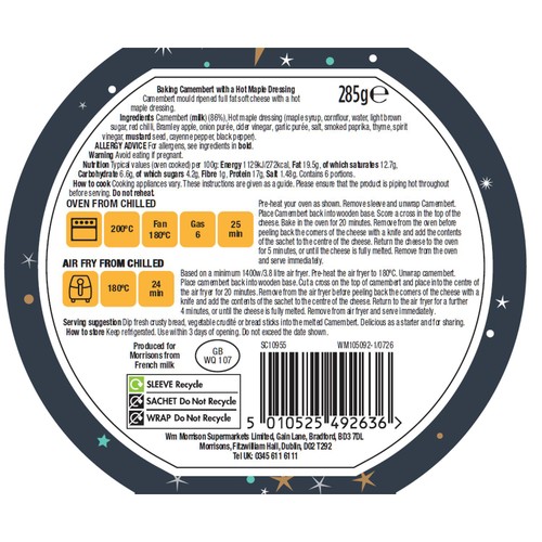 Morrisons The Best Baking Camembert With Hot Maple 285g
