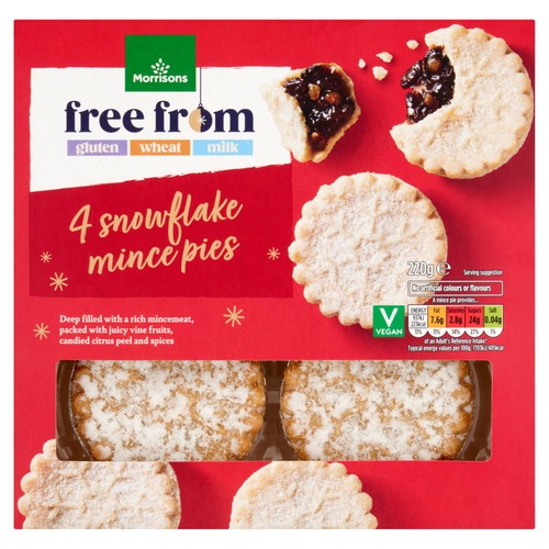 Morrisons Free From 4 Snowflake Mince Pies 220g