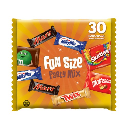Mars, Maltesers, M&M's, Twix and more Funsize Milk Chocolate Party Bag 540g