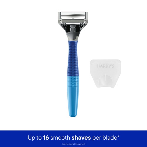 Harry's 5 Blade Cartridge And Handle Indigo Blue 1 Pack