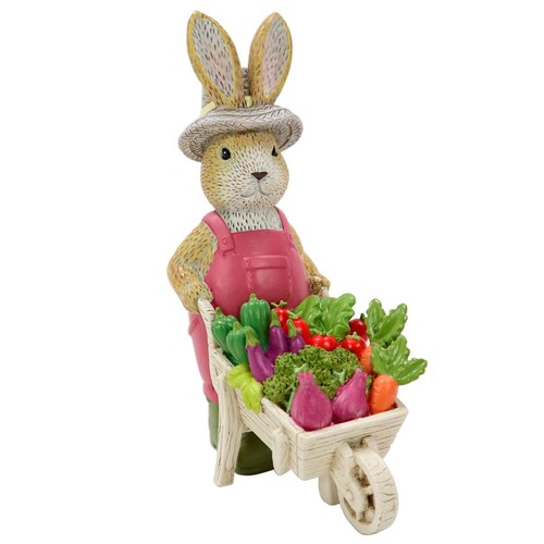 Nutmeg Home Rabbit With Wheelbarrow Decor