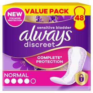Always Discreet Incontinence Liners Normal X48