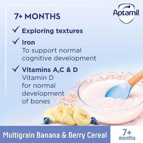 Aptamil Multigrain Banana & Berry Porridge Baby Cereal 7+ Months   200g