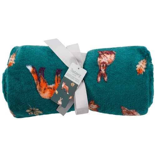 Nutmeg Home Woodland Animal Fleece Throw