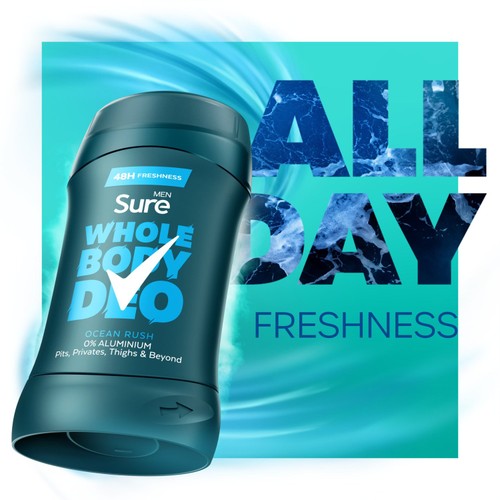 Sure Men Ocean Rush Whole Body Deodorant Stick 48h Odour Control   50ml