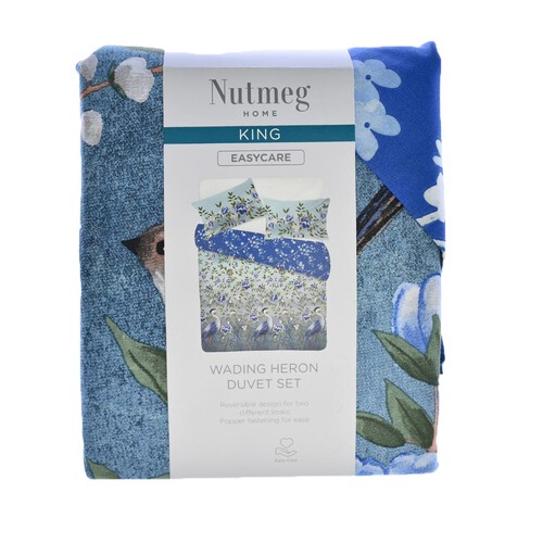 Nutmeg Easy Care Wading Heron Duvet Set King