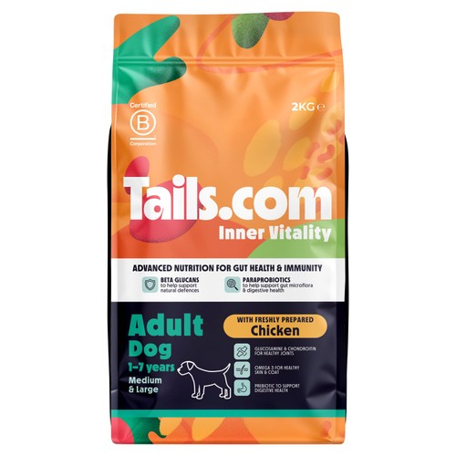 Tails.Com Inner Vitality Medium & Large Adult Chicken Dry Dog Food   2kg