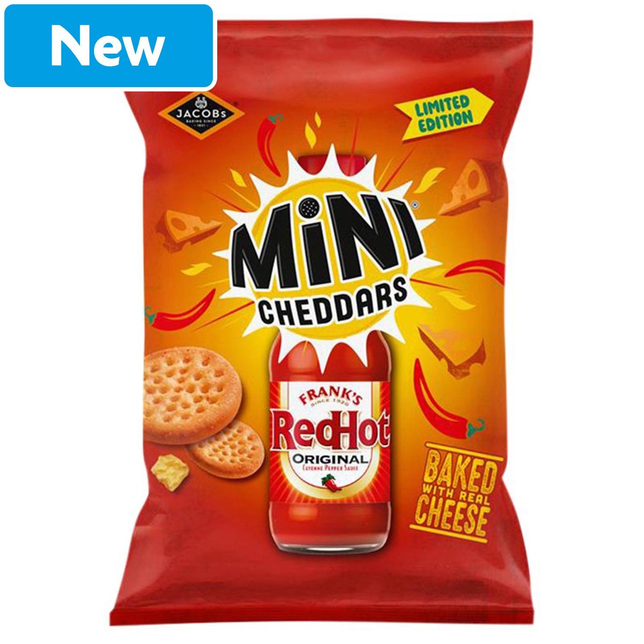 Jacob's Mini Cheddars Frank's Red Hot Original Cayenne Pepper Sauce 150g