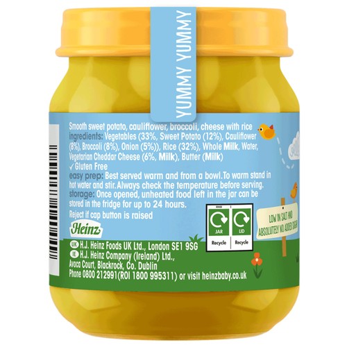 Heinz By Nature Cauliflower & Broccoli Cheese Baby Food Jar 6+ Months 