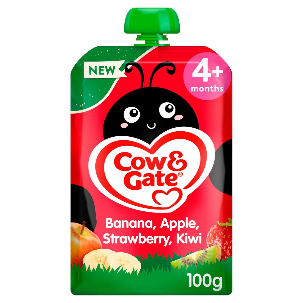 Cow & Gate Fruit Banana Apple Strawberry & Kiwi Baby Pouch 4+ Months 100g