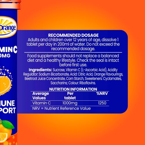 Haliborange Vit C Effervescent 1000mg 20's Orange
