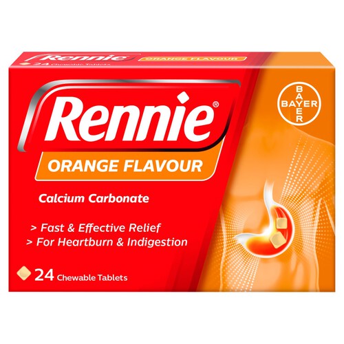 Rennie Orange Heartburn & Indigestion Chewable Tablets