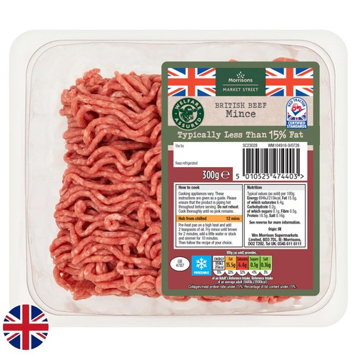 Morrisons British 15% Beef Mince 300g