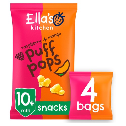 Ella's Kitchen Raspberry + Mango Puff Pops Multipack Baby Snack 10+ Months