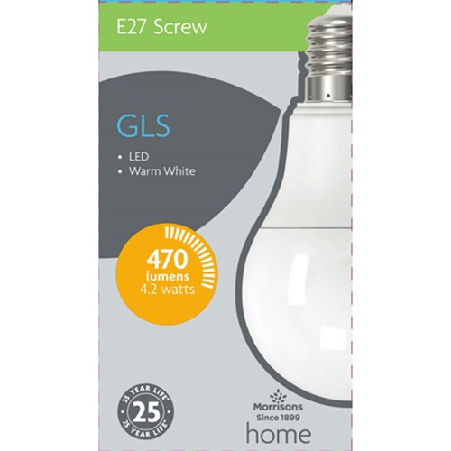 Morrisons LED Gls A60 40W 470Lm 4.2W Es Light Bulb