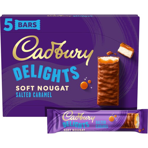 Cadbury Delights Salted Caramel Chocolate Nougat Bar 5 pack