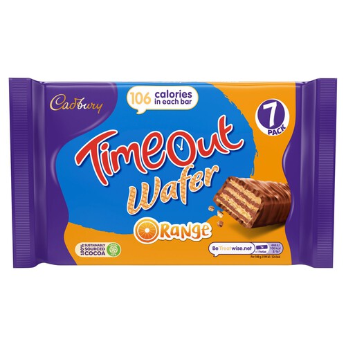 Cadbury Timeout Chocolate Orange Wafer Biscuit Bar Multipack 7 Pack