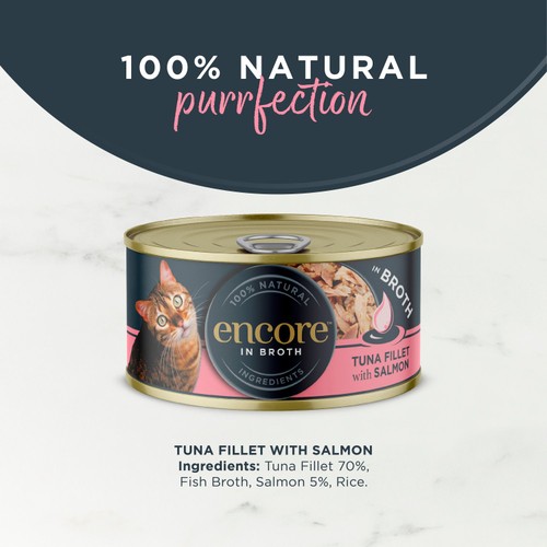 Encore Cat Tin Tuna Fillet With Salmon In Broth 