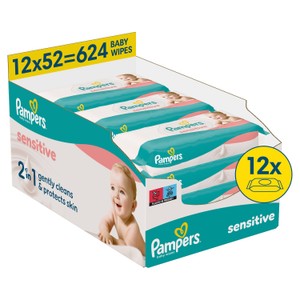 Pampers Sensitive 2 In 1 Baby Wipes 12 x 52 Pack 624 per pack
