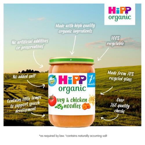 HiPP Organic Veg & Chicken Noodles Baby Food Jar 7+ Months