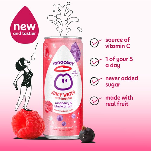 Innocent Juicy Water With Bubbles Raspberry & Blackcurrant 